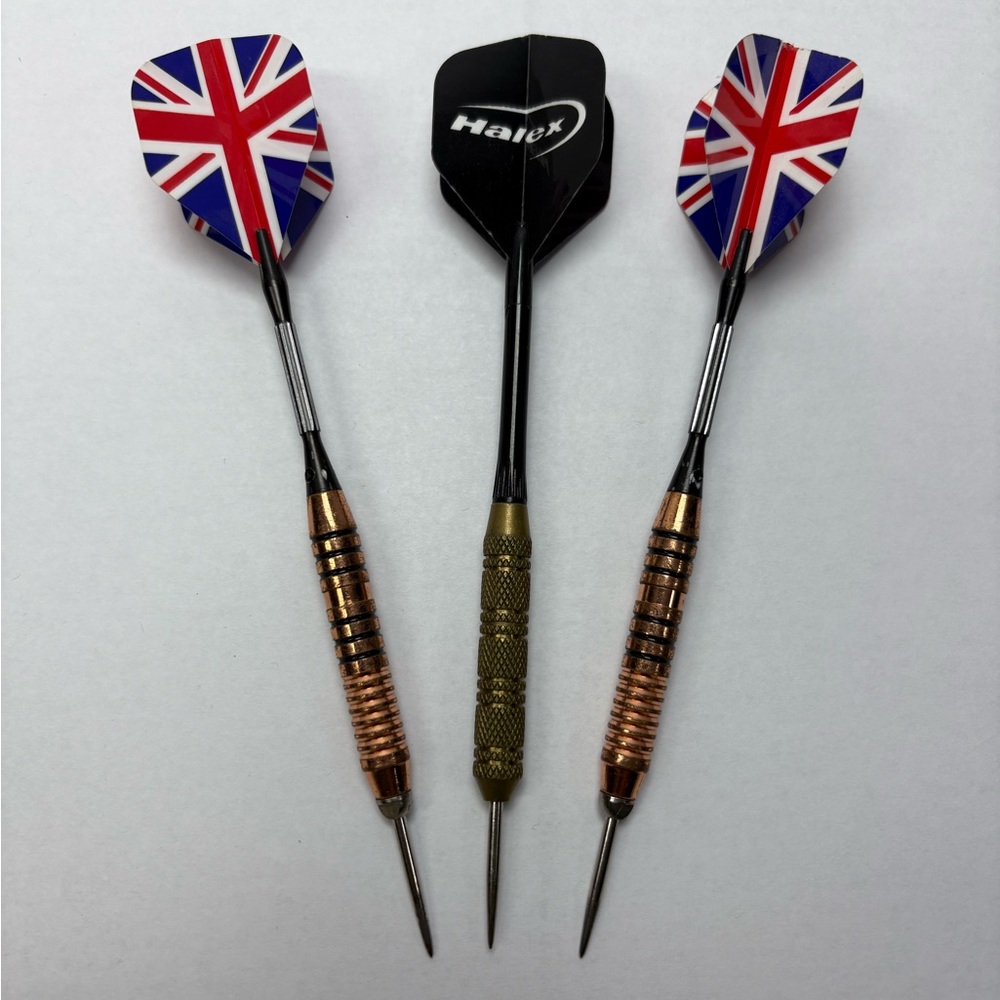 (3) Halex Competition Series Steel Tip Darts 18G UK Flag